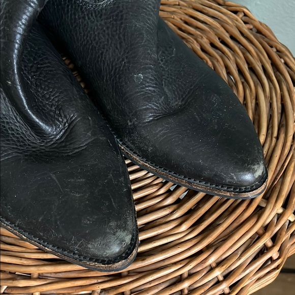 Black Leather Ankle Cowboy Boots - Picture 7 of 7